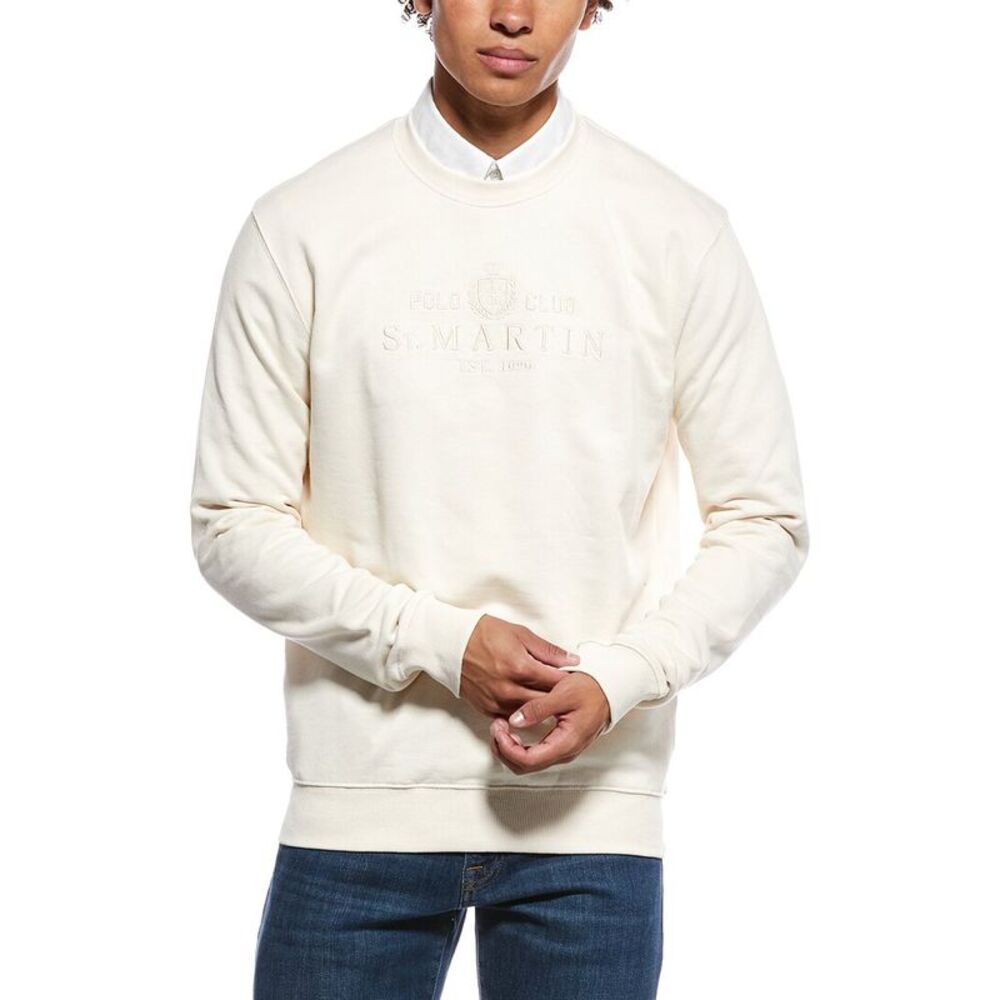 Polo Club St. Martin Mens  Felpa Girocollo Crewneck Sweatshirt, White